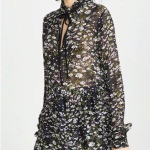 Ganni Floral Printed Georgette Dress / Floral / XS